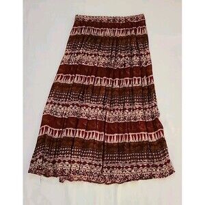 Vintage Indian block print maxi skirt size large petite